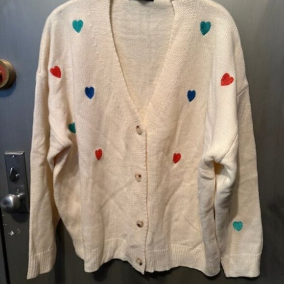 Retro V-Neck embroidered heart sweater cardigan - Picture 6 of 16